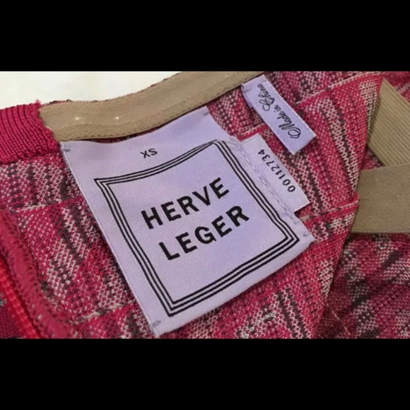 Herve Leger Pink Grey Strapless Bandage Dress xs - Picture 6 of 9